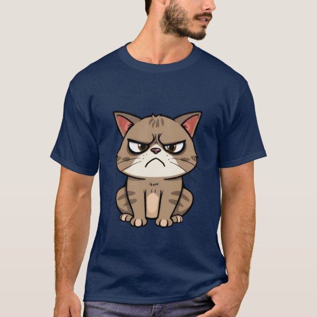 Funny Grumpy Brown Tabby Cat Sassy Stare 🐾😒 T-Shirt (Vorderseite)