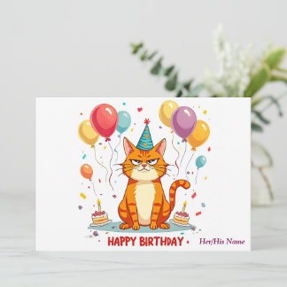 Funny Grumpy Cat Birthday Card – Balloon Overload Karte