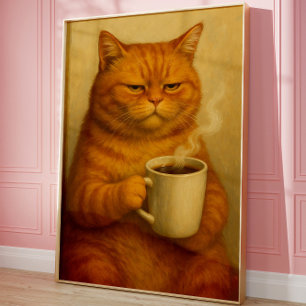 Funny Grumpy Cat Coffee Poster Vintages Öl Kunst