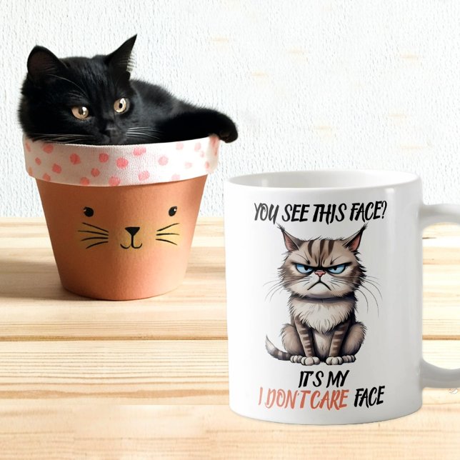 Funny Grumpy Cat Don't Care Face Kaffeetasse (Von Creator hochgeladen)