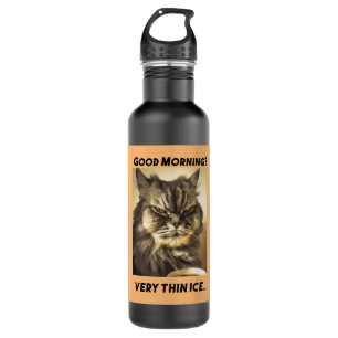 Funny Grumpy Cat Morning Coffee Meme Art Edelstahlflasche