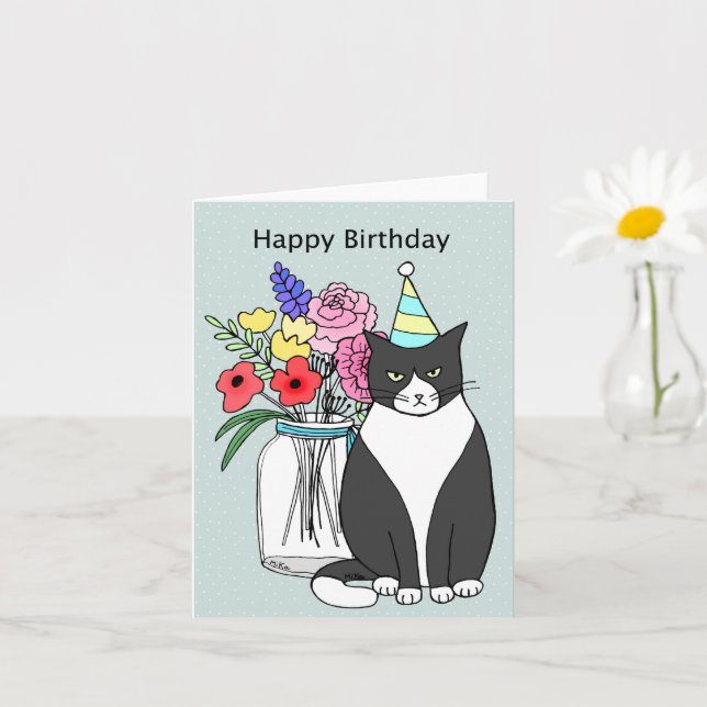 Grumpy Cat With A Hat Geburtstagskarte – Lustige Karte Für Katzenliebhaber