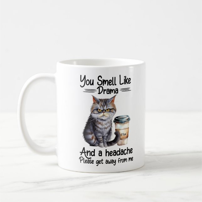 Funny Grumpy Cat Sprichwort Kaffeetasse (Links)