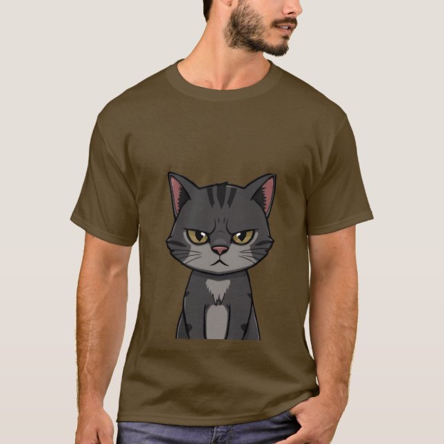 Funny Grumpy Charcoal Tabby Cat Sassy Stare 🐾😒 T-Shirt (Vorderseite)