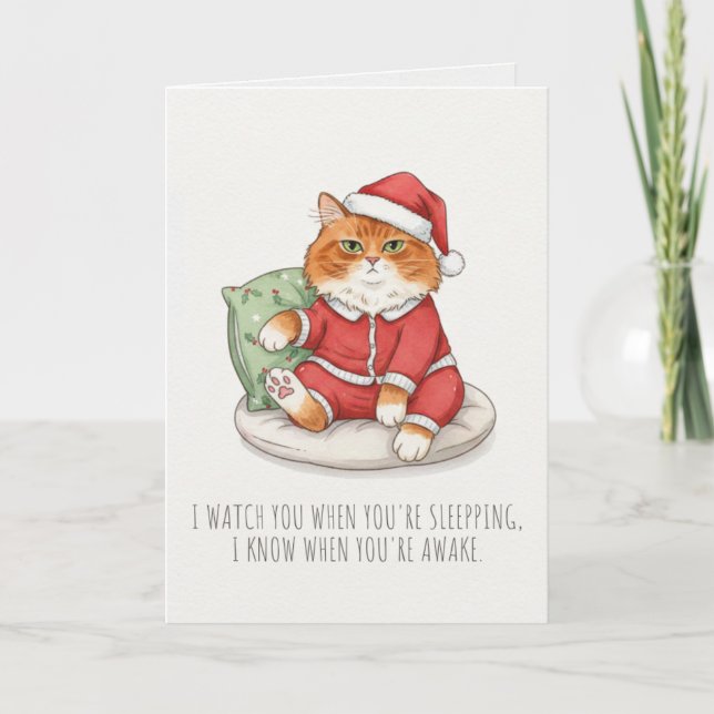Funny Grumpy Christmas Cat Card Karte (Vorderseite)