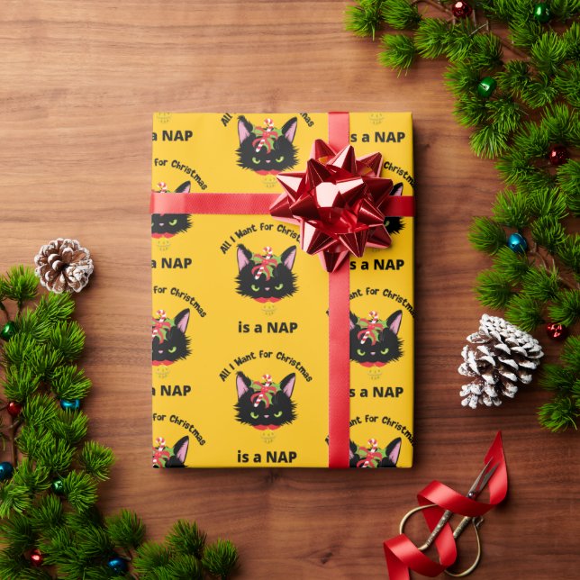 Funny Grumpy Christmas Cat Geschenkpapier (Feiertagsgeschenk)