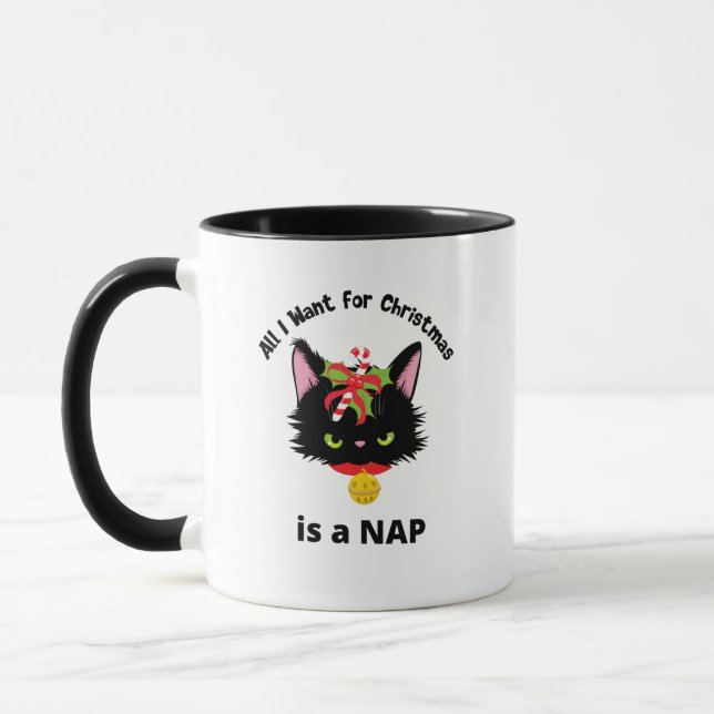 Funny Grumpy Christmas Cat Tasse (Links)