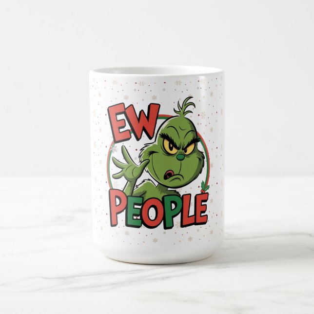 Funny Grumpy Christmas “Ew People” Cartoon Design  Kaffeetasse (Mittel)