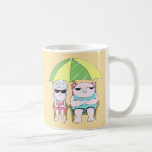 Funny Grumpy Couple am Strand in Rain Art Kaffeetasse