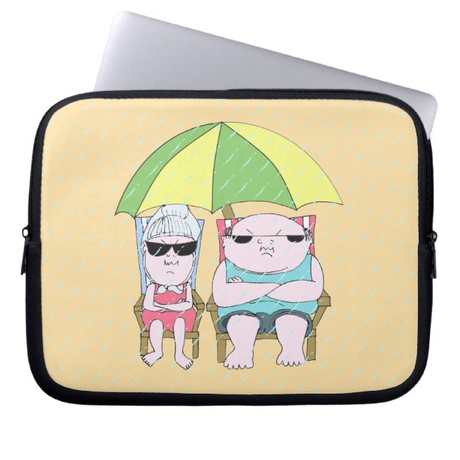 Funny Grumpy Couple am Strand in Rain Art Laptopschutzhülle (Vorderseite)