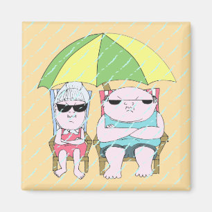 Funny Grumpy Couple am Strand in Rain Art Magnet