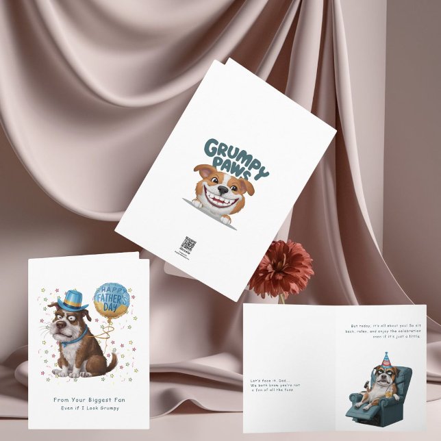 Funny Grumpy Dog Vatertagskarte Einladung (Make Dad Laugh with this Grumpy Dog Father’s Day Card – Perfect for a Fun Celebration!)