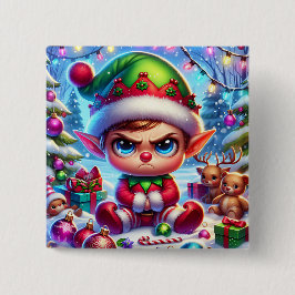 Funny Grumpy Elf Weihnachten Button