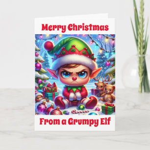 Funny Grumpy Elf Weihnachten   Ich wünschte, ich w Karte