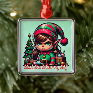 Funny Grumpy Elf Weihnachten Ornament Aus Metall