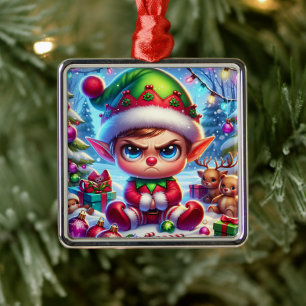 Funny Grumpy Elf Weihnachten Ornament Aus Metall