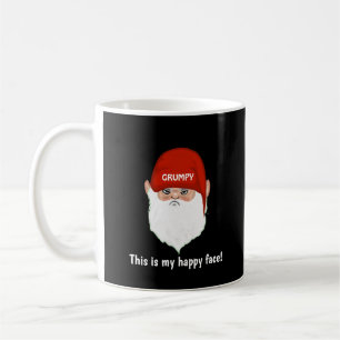 Funny Grumpy Gnome Face on Black Kaffeetasse