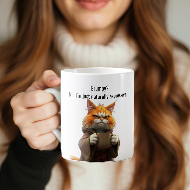 Funny Grumpy Katze in einem Robe und Kaffee Orange Kaffeetasse (Funny Grumpy cat in a Robe and Coffee Orange Cat Coffee Mug)