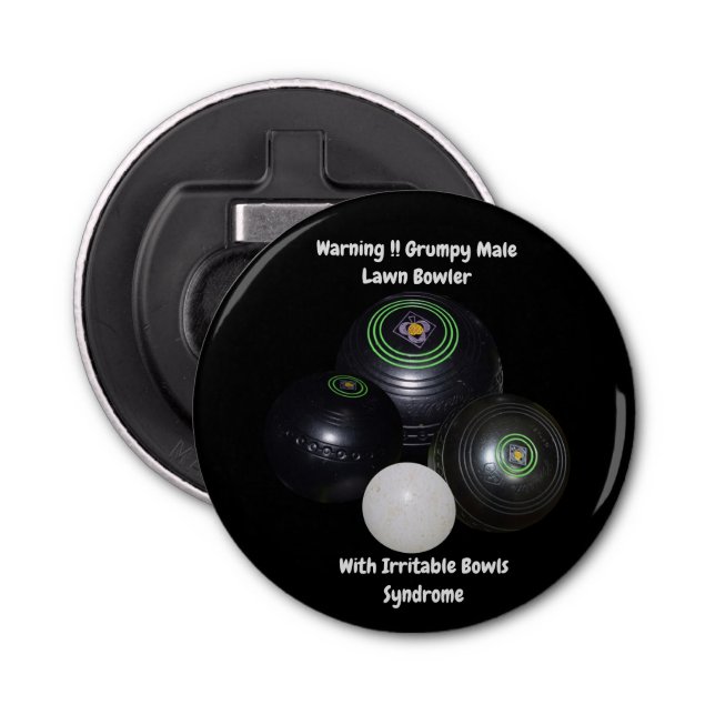 Funny Grumpy Male Lawn Bowler, Flaschenöffner (Vorderseite)