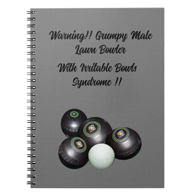 Funny Grumpy Male Lawn Bowler, Notebook Notizblock (Vorderseite)