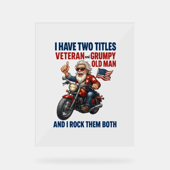 Funny Grumpy Old Man Veteran Motorrad Acrylschild (Vorderseite)