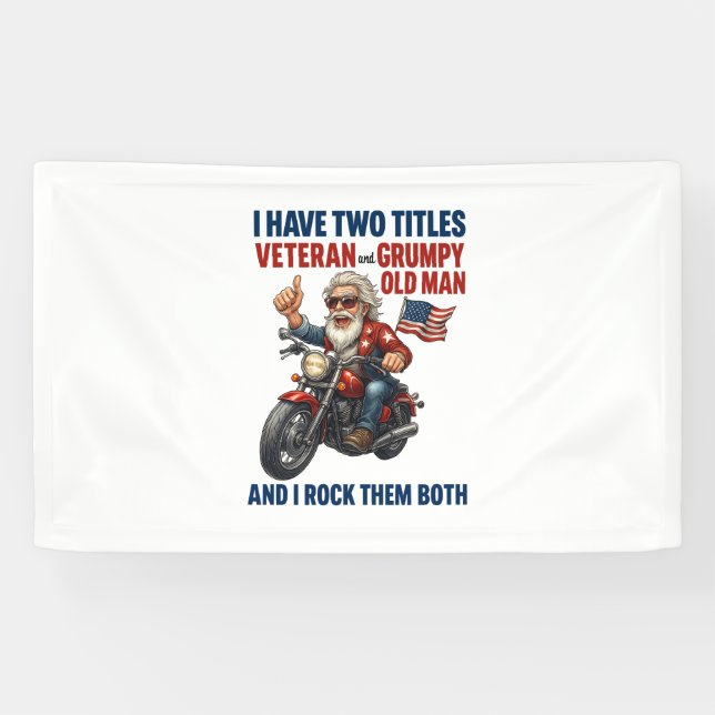 Funny Grumpy Old Man Veteran Motorrad Banner (Horizontal)