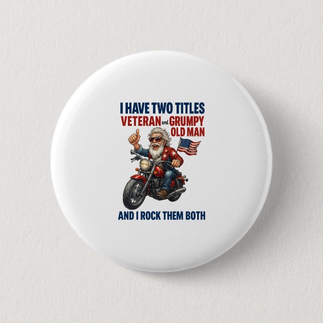 Funny Grumpy Old Man Veteran Motorrad Button (Vorderseite)