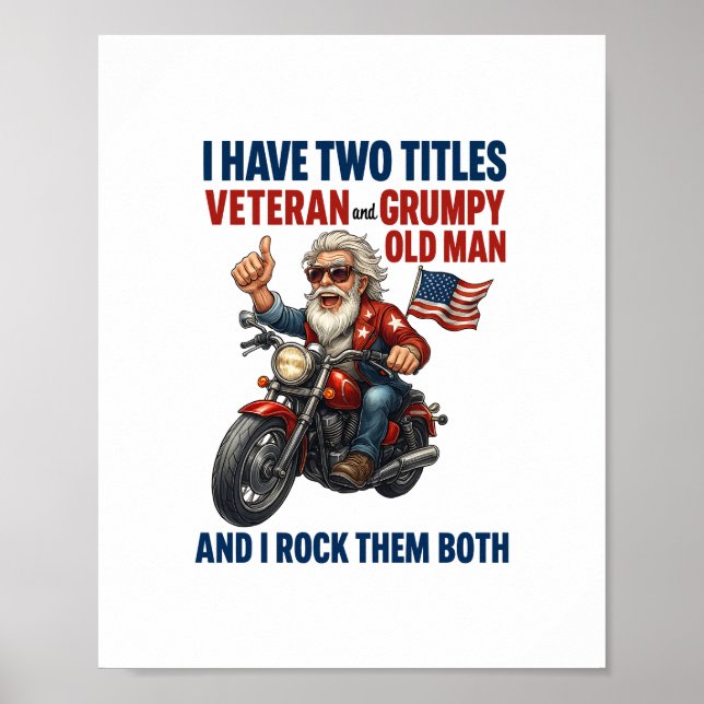 Funny Grumpy Old Man Veteran Motorrad Poster (Vorne)