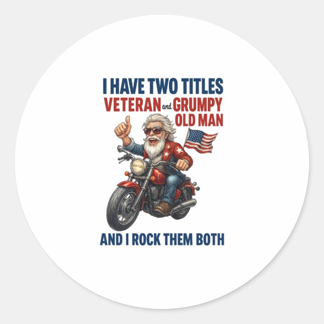 Funny Grumpy Old Man Veteran Motorrad Runder Aufkleber (Vorderseite)