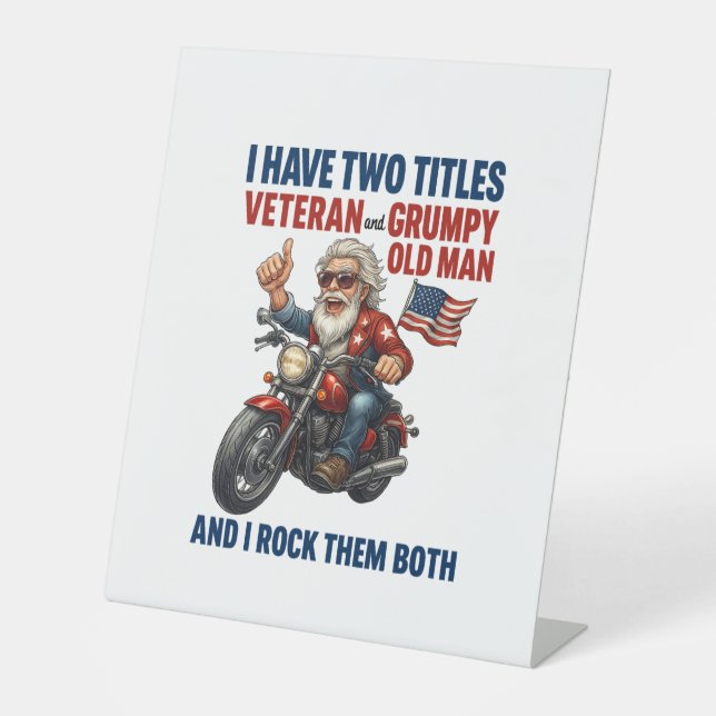 Funny Grumpy Old Man Veteran Motorrad Sockelschild (Vorderseite)