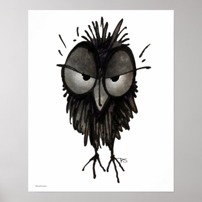 Funny Grumpy Owl Art Poster (Vorne)