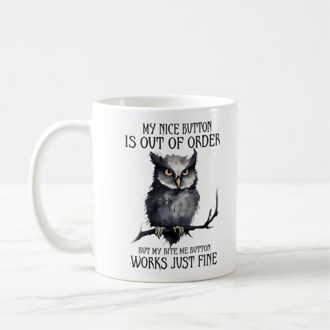 Funny Grumpy Owl Sprichwort Kaffeetasse (Links)