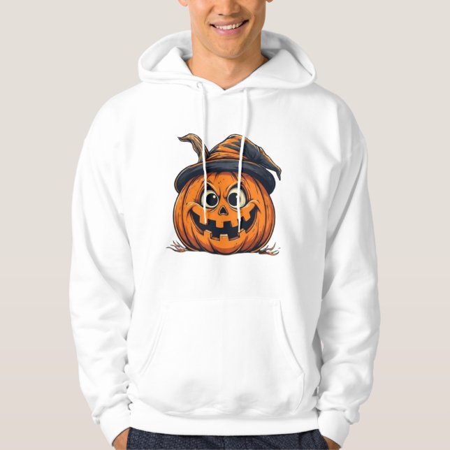 Funny Grumpy Pumpkin Halloween Design Hoodie (Vorderseite)