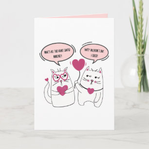 Funny Grumpy Sarcastic Valentinstag Cat Couple Karte