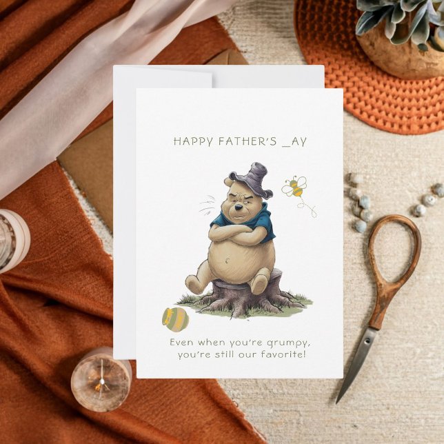 Funny Grumpy Winnie the Pooh Father's Day Card Einladung (Bring a smile to Dad's face with our grumpy yet lovable Winnie the Pooh Father's Day card. )
