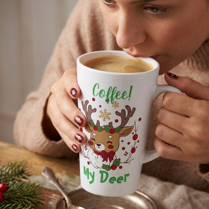 FUNNY Grüntöne & Brown COFFEE Deer Latte Tasse