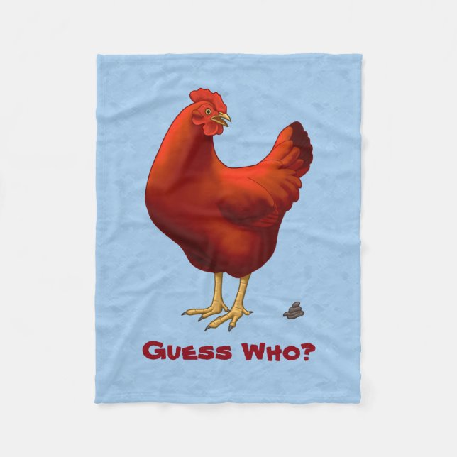 Funny Guck Who Chicken Poo Red Hen Fleecedecke (Vorderseite)