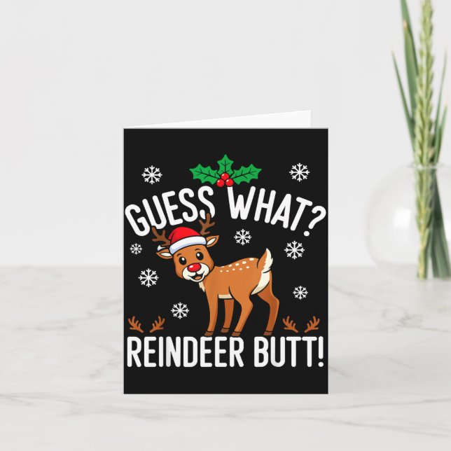 Funny Guess What Reindeer Butt Christmas Reindeer  Karte (Vorderseite)