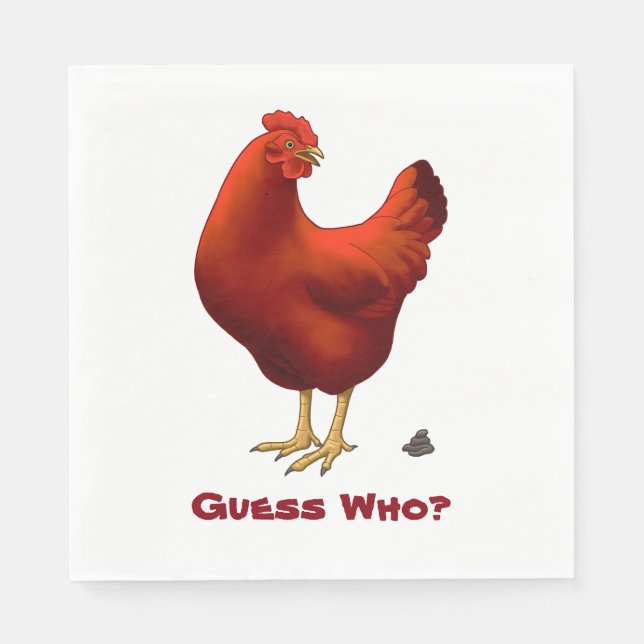 Funny Guess Who Chicken Poo Red Hen Serviette (Vorderseite)