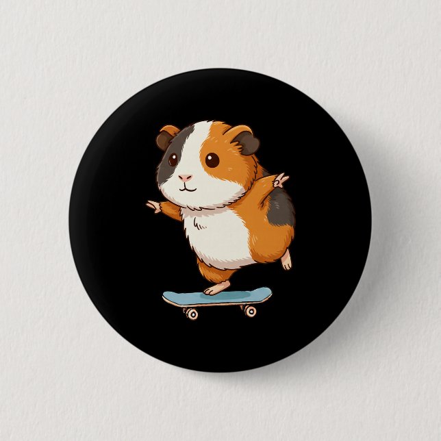 Funny Guinea G Skater Skateboard Ballerina Zoo Boy Button (Vorderseite)