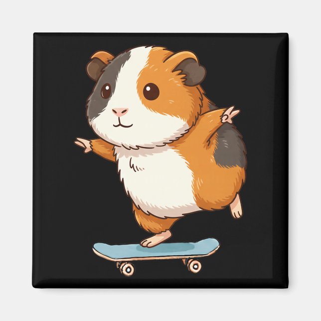 Funny Guinea G Skater Skateboard Ballerina Zoo Boy Magnet (Vorne)