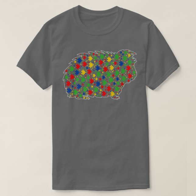 Funny Guinea pig Animals Puzzle Pieces Autism Awar T-Shirt (Design vorne)