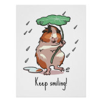 Funny Guinea Pig Behalte Lächeln Regen tanzen Cart
