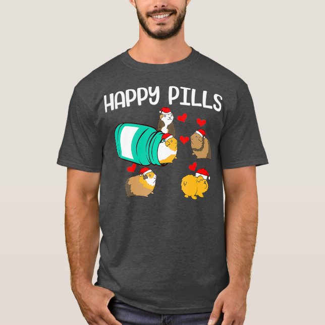 Funny guinea pig Happy Pills pet gift T-Shirt (Vorderseite)
