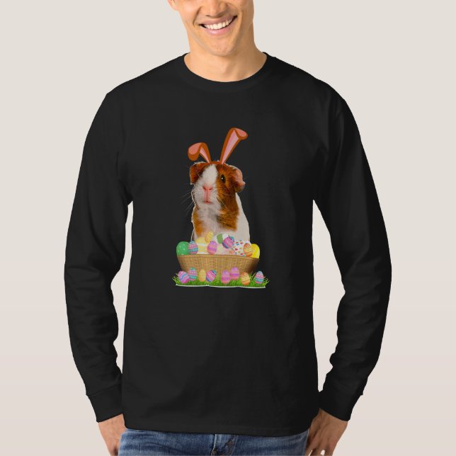 Funny Guinea Pig mit Niedlichem Bunny Ost Osterhas T-Shirt (Vorderseite)