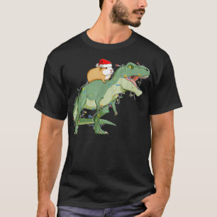 Funny Guinea Pig Reiten Weihnachtslicht T Rex Dino T-Shirt