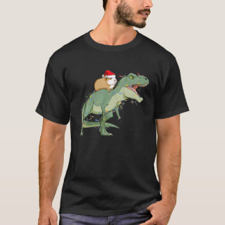 Funny Guinea Pig Reiten Weihnachtslicht T Rex Dino T-Shirt