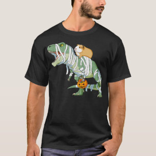 Funny Guinea Pig Riding Mummy T Rex Dinosaur Hallo T-Shirt