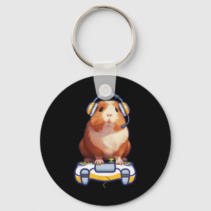 Funny Guinea Pig und Video Gamer Lover Fluffy Cavy Schlüsselanhänger