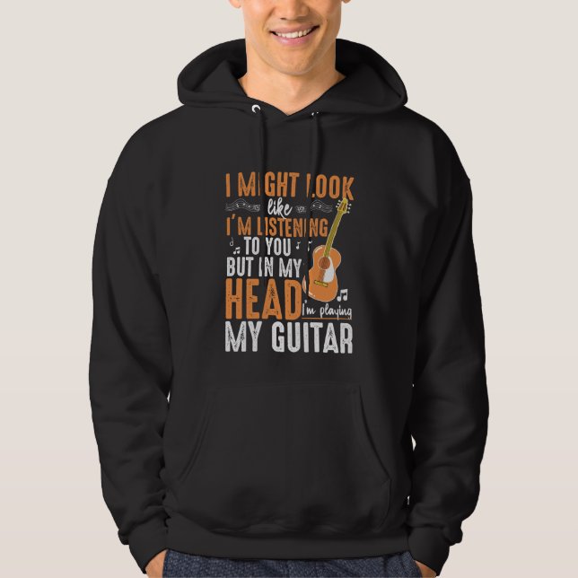 Funny Guitar Addicted Musician Gitarrist Spieler Hoodie (Vorderseite)